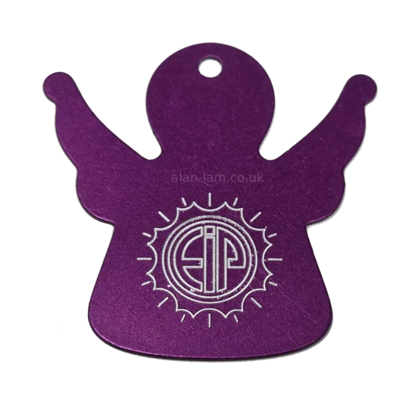 Tesla Purple Angel Pendant - Large Front Large Tesla Purple Angel pendant front view, genuine EIP purple energy plate jewelry.