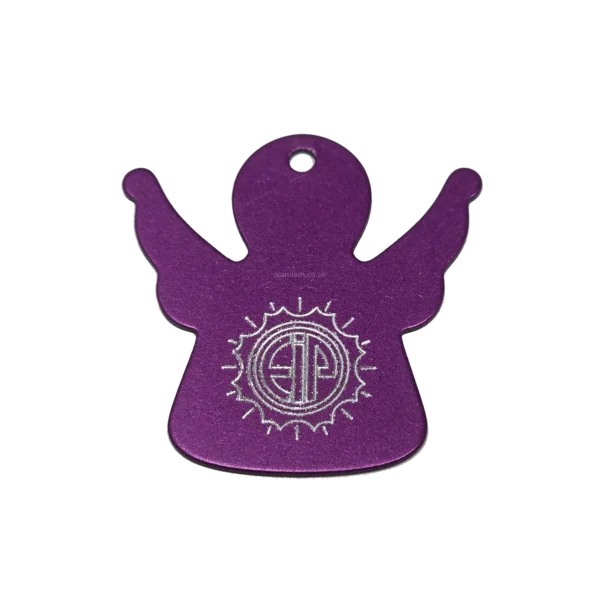 Tesla Purple Energy Angel Earring - Small Front Small Tesla Purple Energy Angel earring (31mm), authentic EIP positive energy jewelry.