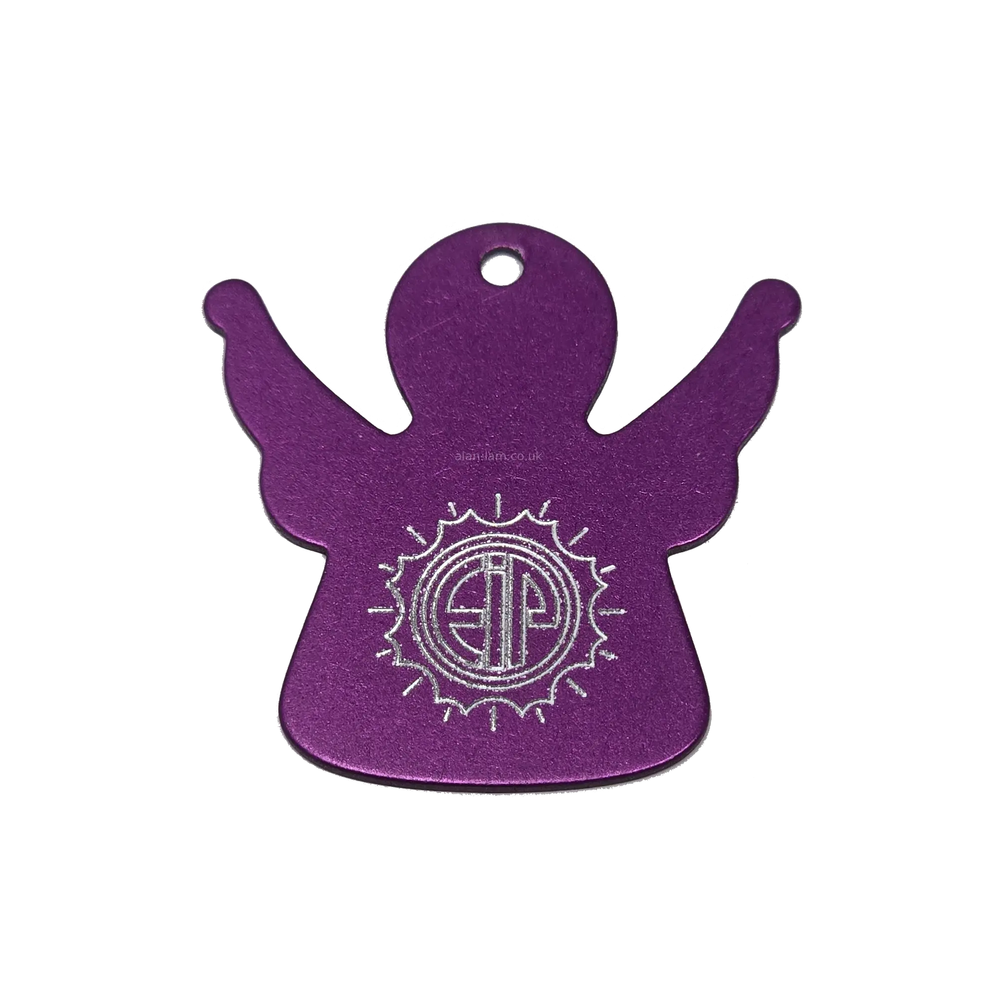 Small Tesla Purple Energy Angel earring (31mm), authentic EIP positive energy jewelry.